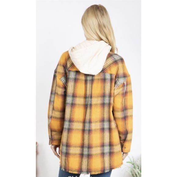 ONE Left! Perfect Fall Plaid Jacket with Hoodie - Picture 4 of 9